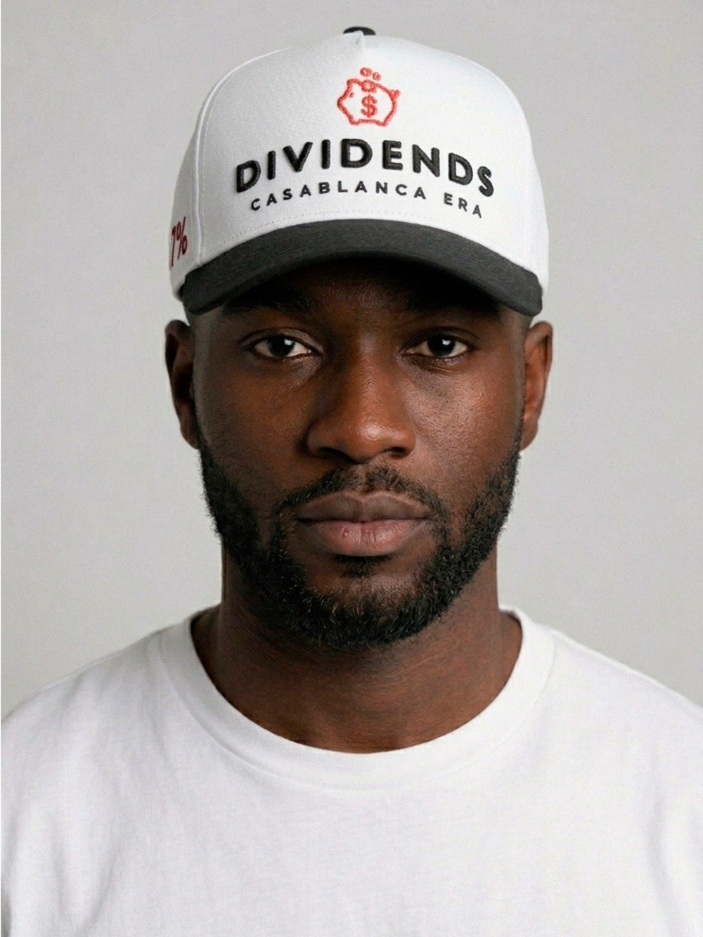 Casablanca Era Dividends  White & Black Baseball Cap SnapBack
